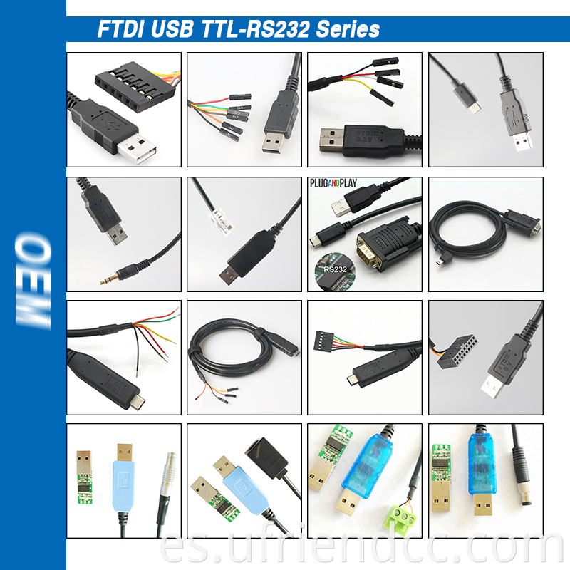 Venta completa Venta caliente Ftdi USB USB A RS232 Hombre para abrir el cable para la máquina.
